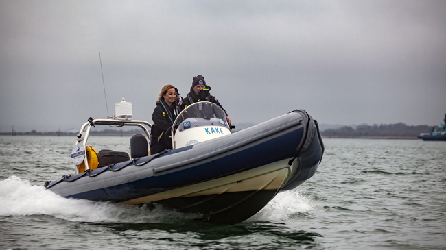 Student and instructor using a rib