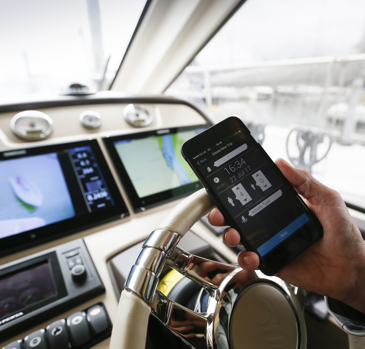 Mobile user using Safetrx on their boat