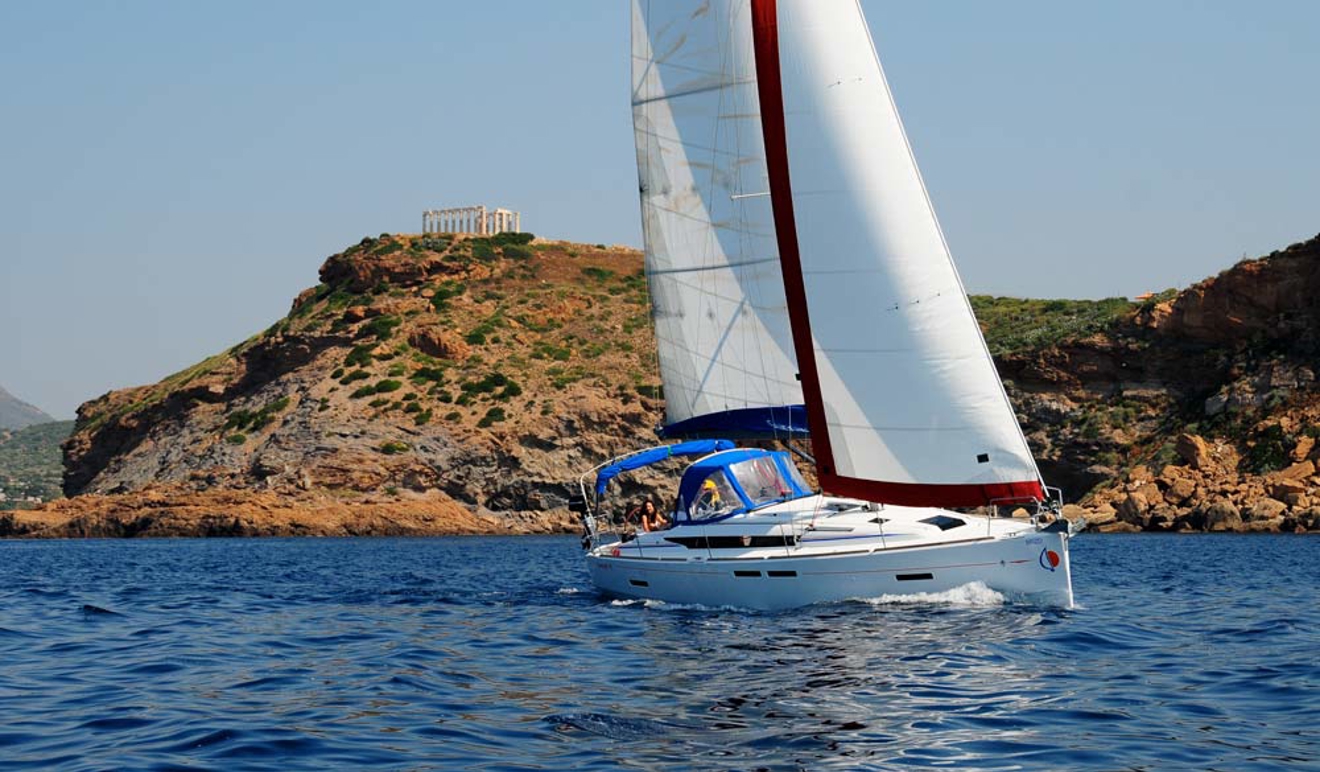Sunsail yacht sailing on the ocean