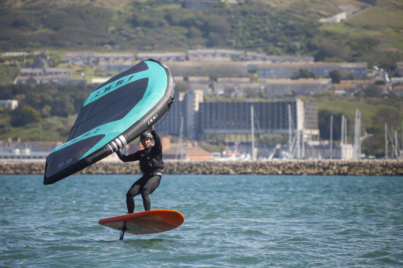 A person wingfoiling