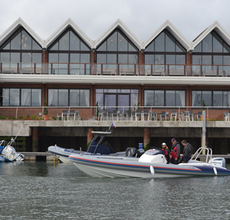 Boat club sailors on winter day