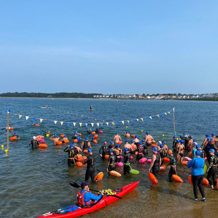 Students in the water preparing for a session 