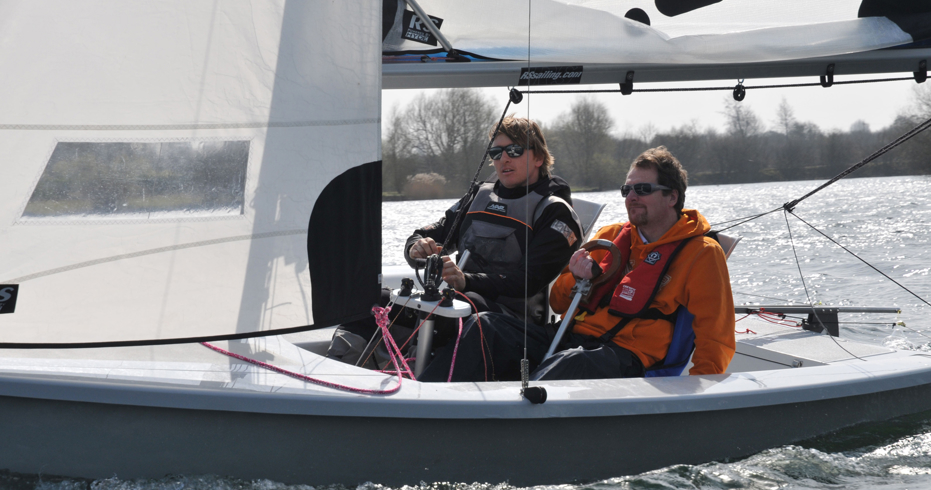 sailors on a double handed dinghy