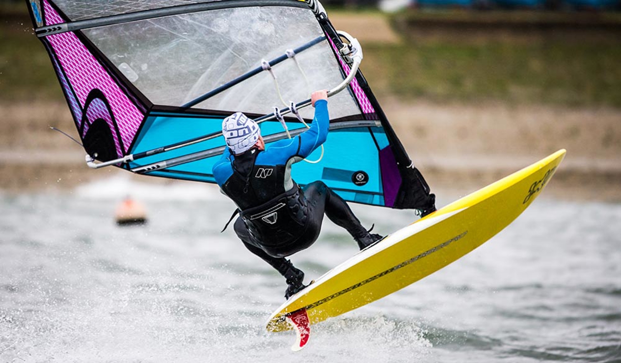 man windsurfing