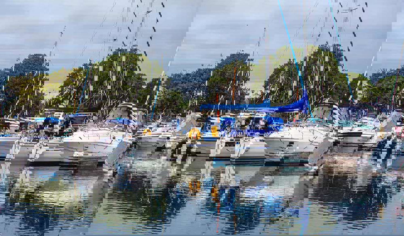 	mid shot sailing boats moored on lake
