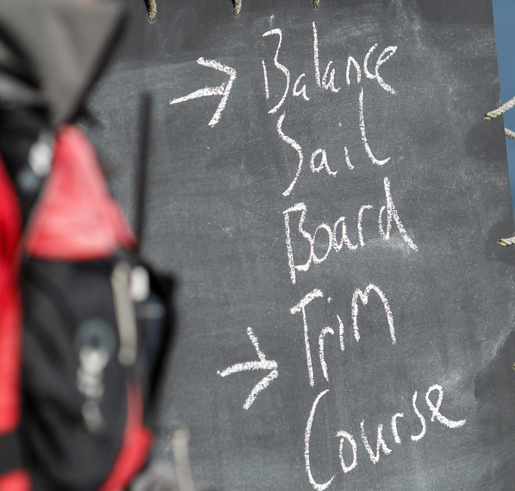 Blackboard explaining course layout
