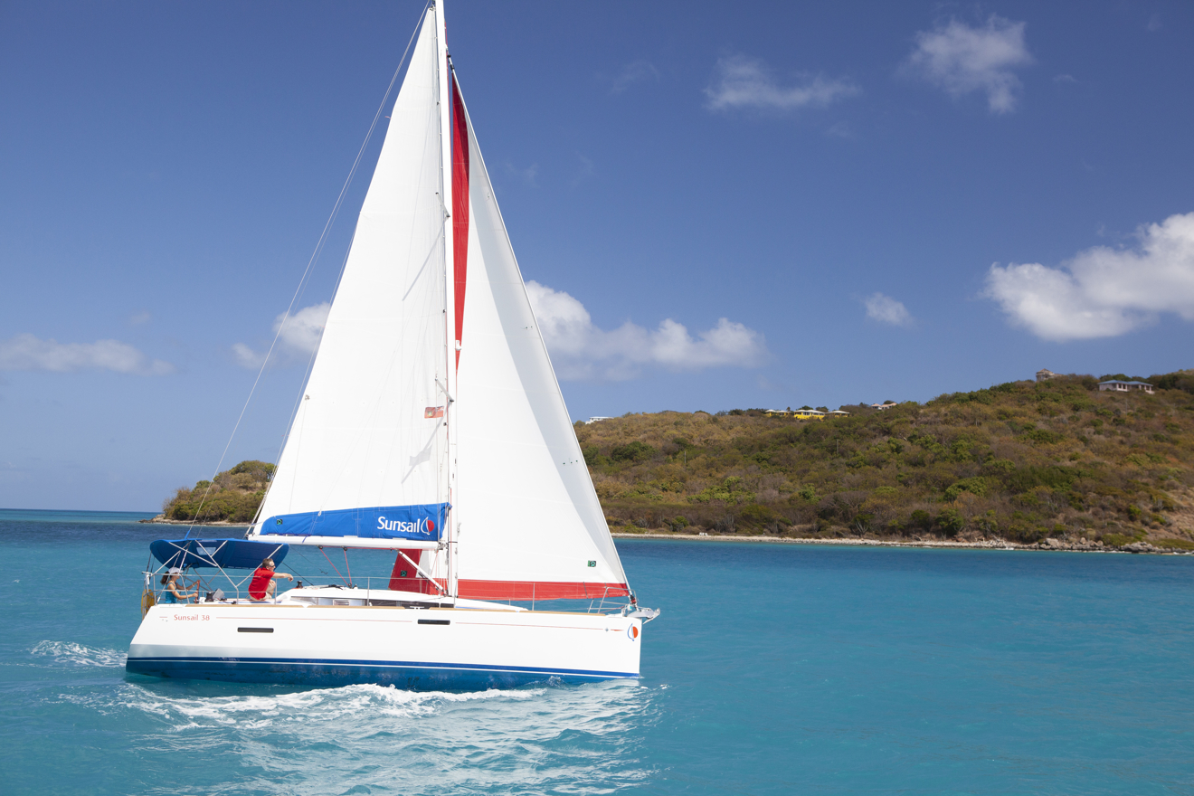 sunsail yacht sailing through clear blue waters