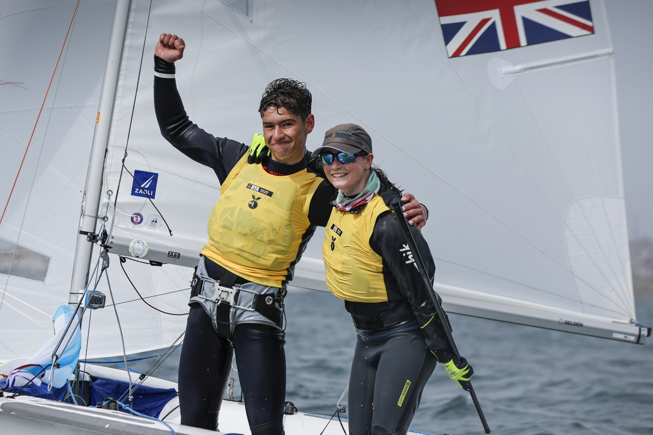 An image of Fflir Arwen and Matthew Rayner,420 from the RYA Youth National Championships